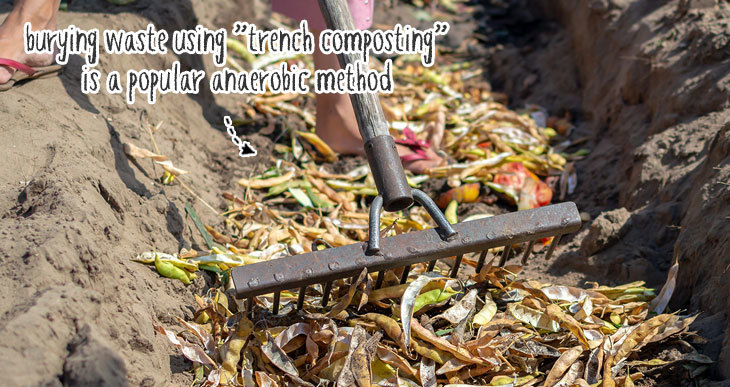 anaerobic trench composting by burying waste
