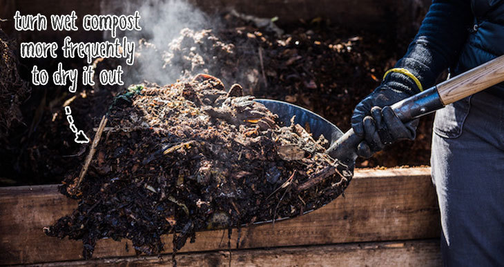 how to fix wet compost